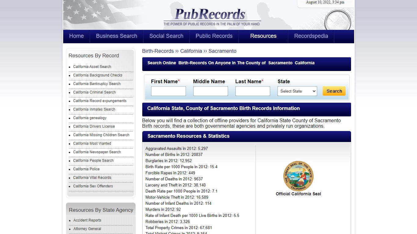 Sacramento County, California Birth Records