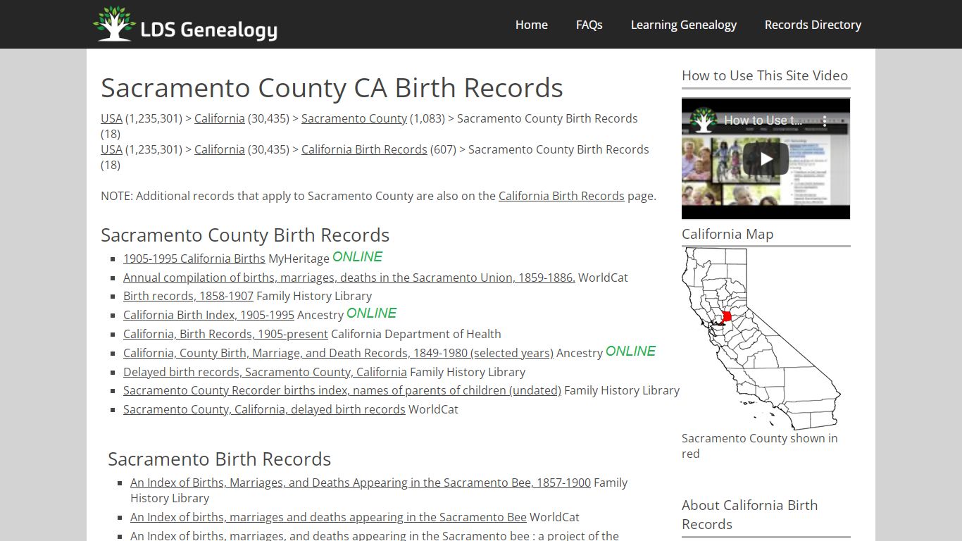 Sacramento County CA Birth Records