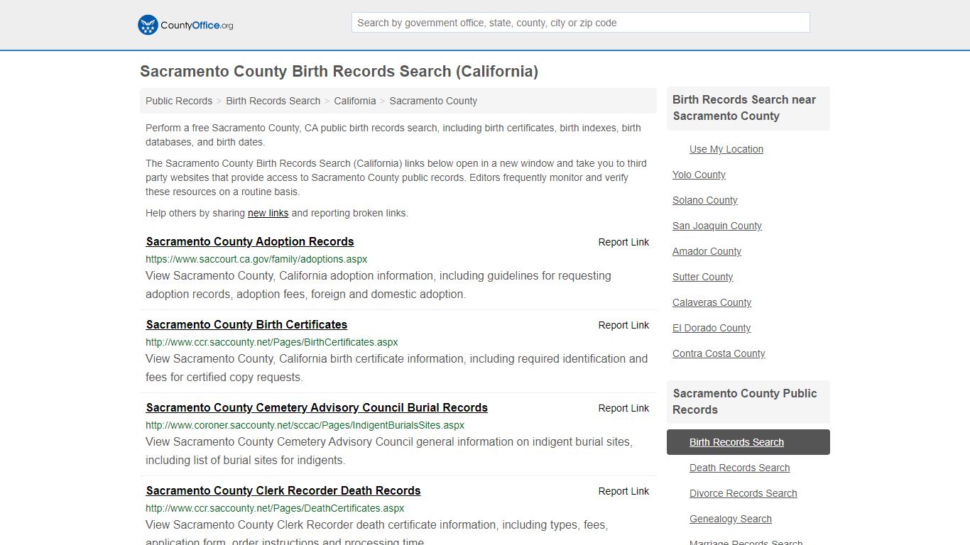 Birth Records Search - Sacramento County, CA (Birth ...